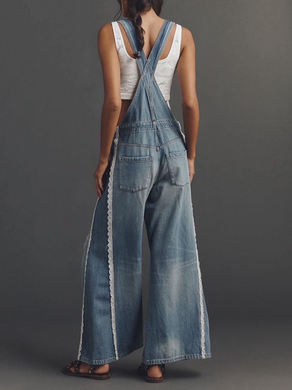 Pilcro adi Lace Trim Overalls - Picture 3 of 8